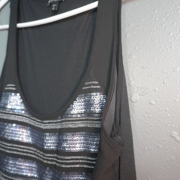 Express Womens Grey Black Bundle (2) Sequin Sexy Basic Tank Tops Size Small - Picture 4 of 11